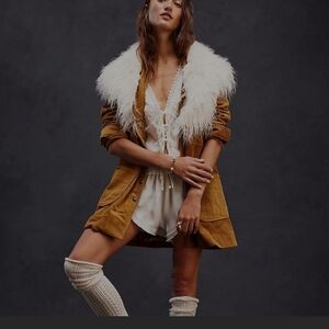 Free People Lady Lane Faux Fur Collar Coat